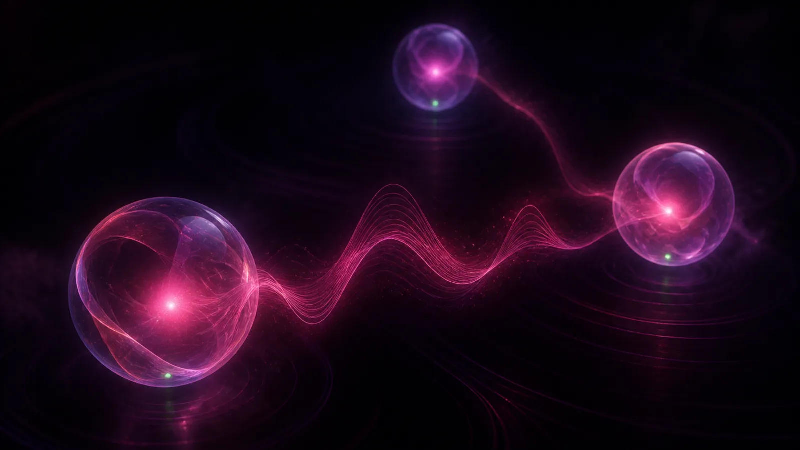 Tre orb luminosi collegati dalla stessa onda musicale